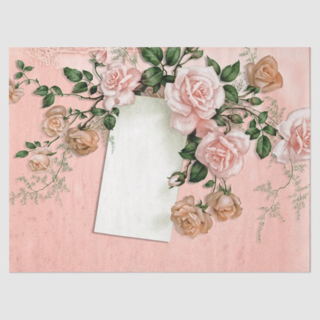 Papel De Seda Shabby Floral Peach Series Design 4 (Frente )