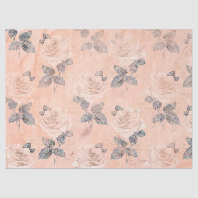 Papel De Seda Shabby Floral Peach Series Design 5 (Frente )