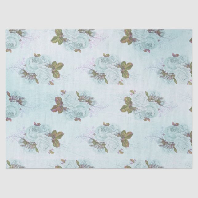 Papel De Seda Shabby Floral Turquoise Series Design 10 (Frente )