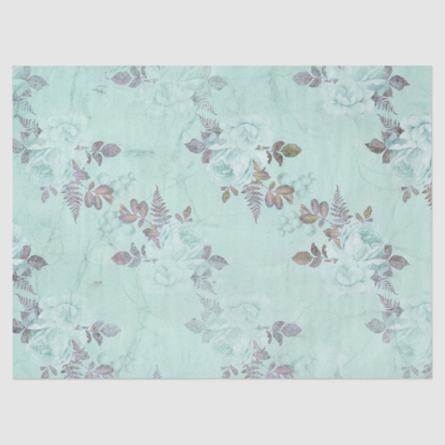 Papel De Seda Shabby Floral Turquoise Series Design 5 (Frente )