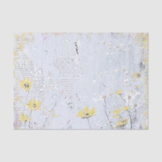 Papel De Seda Shabby Yellow Wildflower Daisy Blue Collage