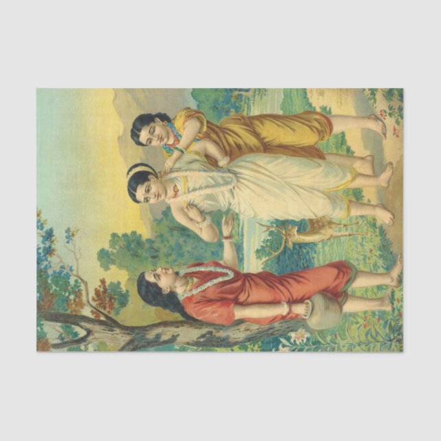 Papel De Seda Shakuntala Sakhi por Raja Ravi Varma (Frente )