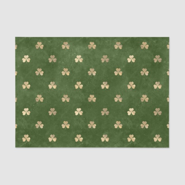Papel De Seda Shamrock Dourado Elegante Verde (Frente )