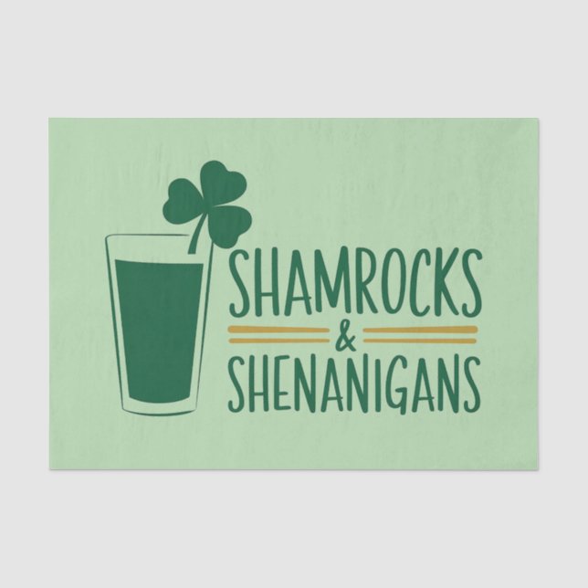 Papel De Seda Shamrocks & Shenanigans: Rua. Design do Dia de Pat (Frente )