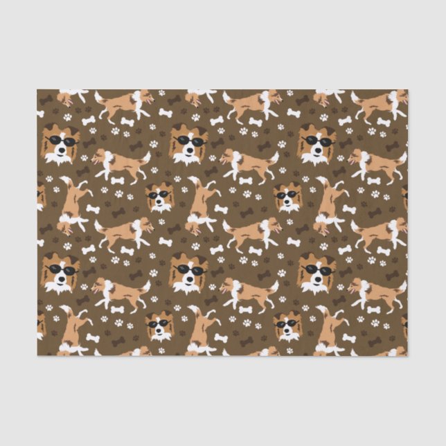 Papel De Seda Shelly Shetland Sheepdog Mini Collie Dog Tissue (Frente )