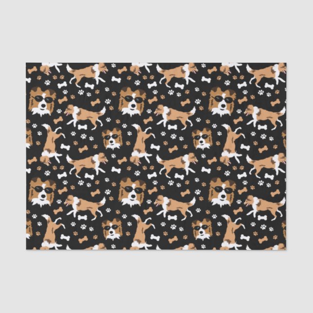 Papel De Seda Shelly Shetland Sheepdog Mini Collie Dog Tissue (Frente )