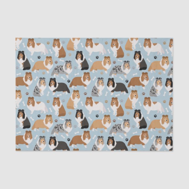 Papel De Seda Sheltie Bones e patas (Frente )
