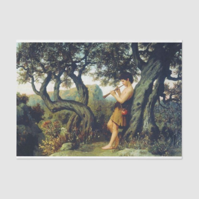 Papel De Seda Shepherd Boy tocando flauta (Frente )