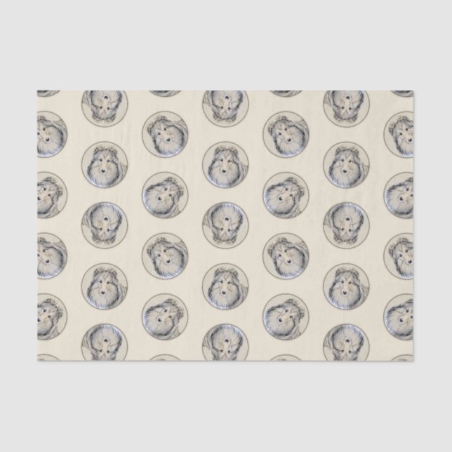 Papel De Seda Shetland Sheepdog Puppy Painting Dog Art (Frente )