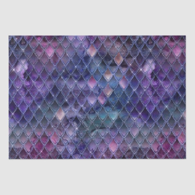 Papel De Seda Shimmering Roxo Ombre & Glitter Dragon Scales (Frente )