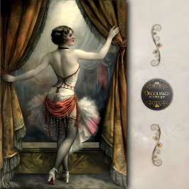 Papel De Seda Showgirl Dancer with Gold curtains Decoupage