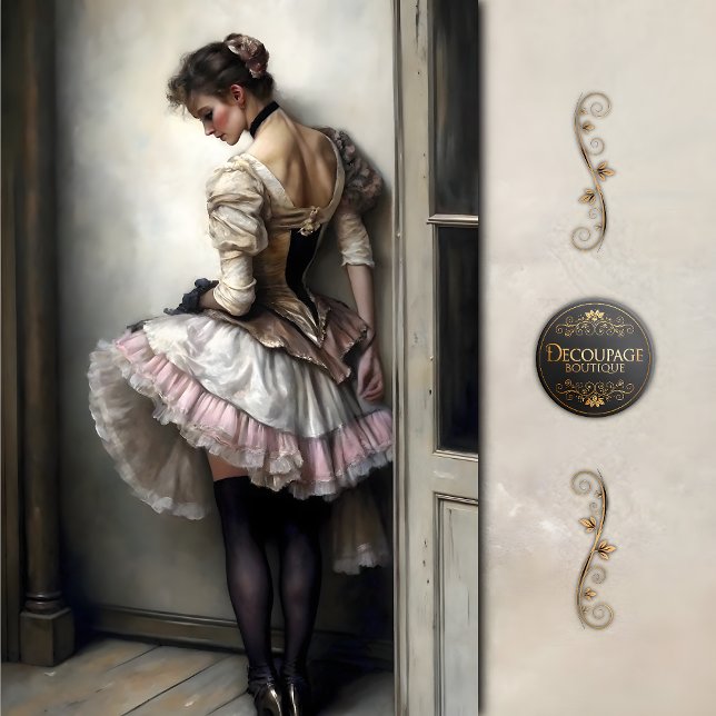 Papel De Seda Shy Showgirl Dancer in Pink Ruffles Decoupage (Criador carregado)