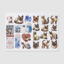 Papel De Seda Siamese Cat Fussy Cuts with Coordinating Ephemera
