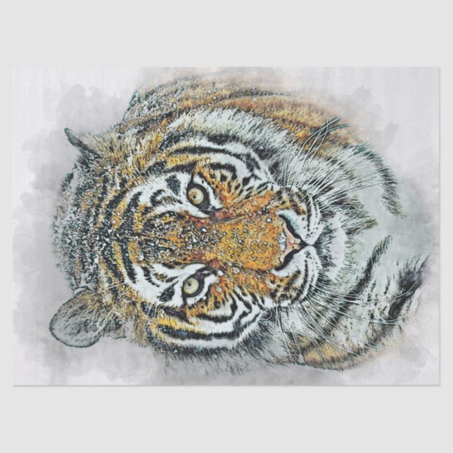 Papel De Seda Siberian Tiger Watercolor (Frente )