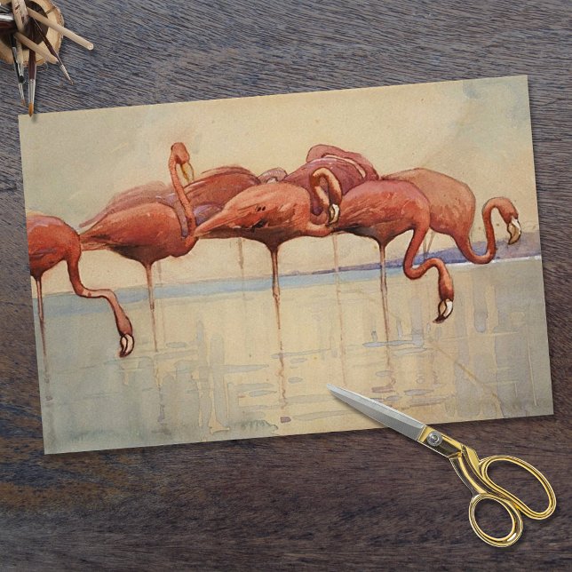 Papel De Seda Sidney Long's Flamingos 1917 (Criador carregado)