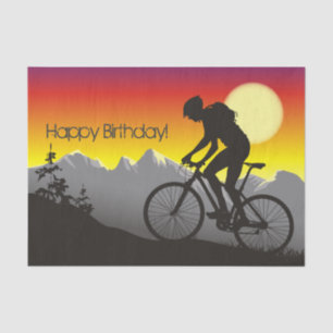 Papel De Seda Silhouette Mountain Bike Feliz Aniversário