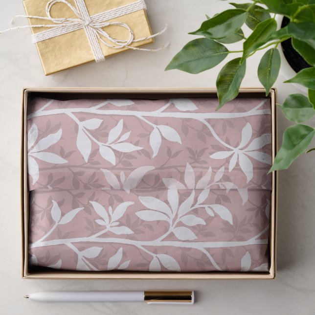 Papel De Seda Silhueta Botânica Moderna Forest Breeze Rosa (Presente)