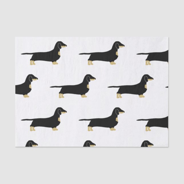 Papel De Seda silhueta dachshund preta e bronzeada (Frente )