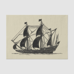 Papel De Seda Silhueta de navio com velas para barrar