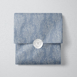 Papel De Seda Silhueta Floral Delicada Lançada | Azul Desbotado