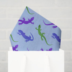 Papel De Seda Silhueta Viva de Salamandra em Azul