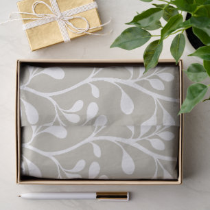 Papel De Seda Silhuetas Brancas do Valsa Paisley Minimalista Bot