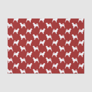 Papel De Seda Silhuetas de Cão de Água Português Padrão Vermelho