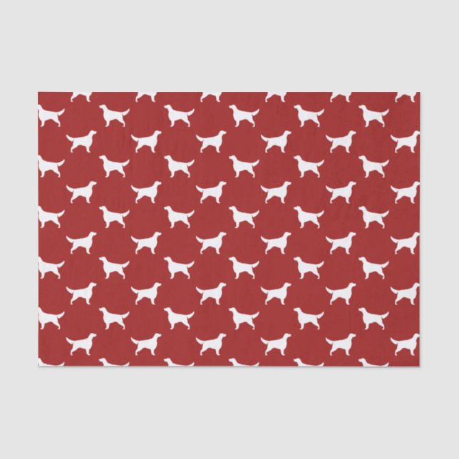 Papel De Seda Silhuetas de Setter Irlandês Padrão Vermelho (Frente )