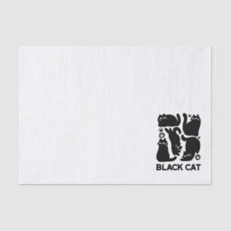 Papel De Seda Silhuettes de Gato Negro - Design de Felino Cinto
