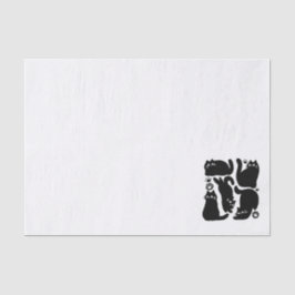 Papel De Seda Silhuettes de Gato Negro - Design de Felino Cinto