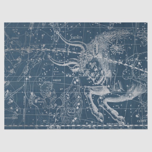 Papel De Seda Silver Galaxy Star Map Series Design 9 (Frente )
