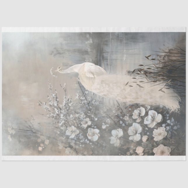 Papel De Seda Silver Links, Pavão Branco, Fantasia Parisiense (Frente )