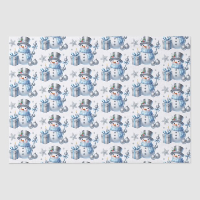 Papel De Seda Silver Snowmen (Frente )