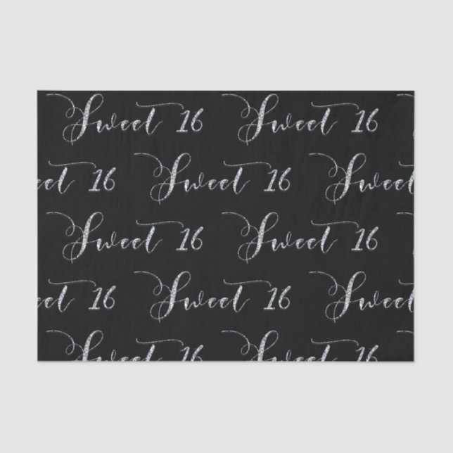 Papel De Seda Silver Sweet 16 Dezesseis QUALQUER Festa de aniver (Frente )