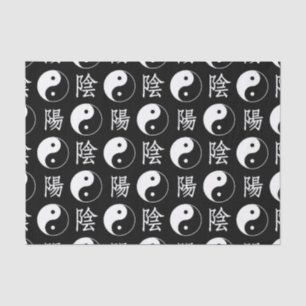 Papel De Seda Símbolo Black Yinyang - Padrão de Texto Chinês