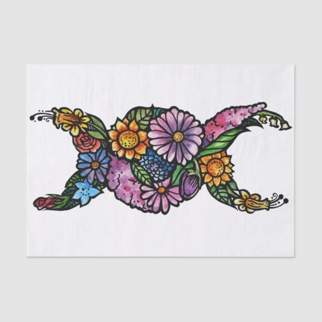 Papel De Seda Símbolo de Lua Tripla Flor Abençoado (Frente )