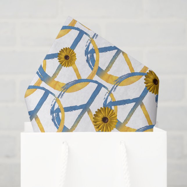 Papel De Seda Símbolo ucraniano PEACE Símbolo sunflower Guerra d (Sacola de presentes)