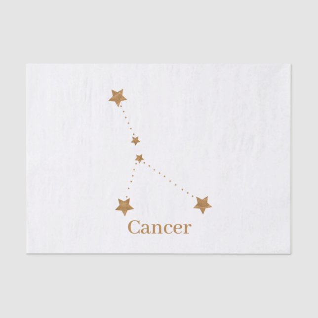 Papel De Seda Símbolo Zodiac Moderno - Cancer Dourado | Água Ele (Frente )