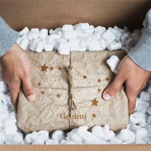 Papel De Seda Símbolo Zodiac Moderno Gemini Dourado Ar de elem