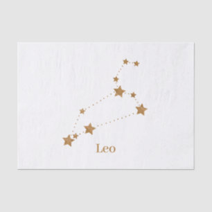Papel De Seda Símbolo Zodiaco Moderno Leo Dourado Elemento Inc