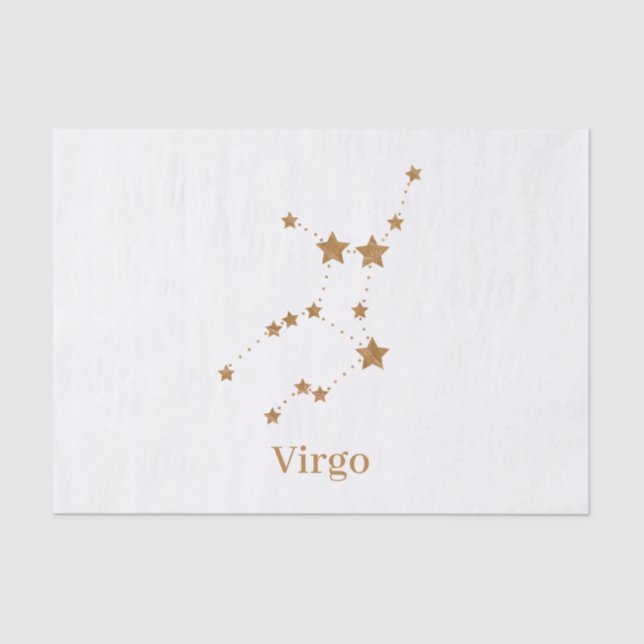 Papel De Seda Símbolo Zodiano Moderno Dourado Virgo | Elemento T (Frente )
