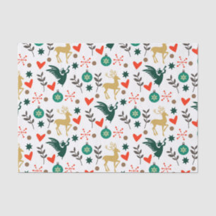 Papel De Seda Símbolos de Natal Padrões cores tradicionais