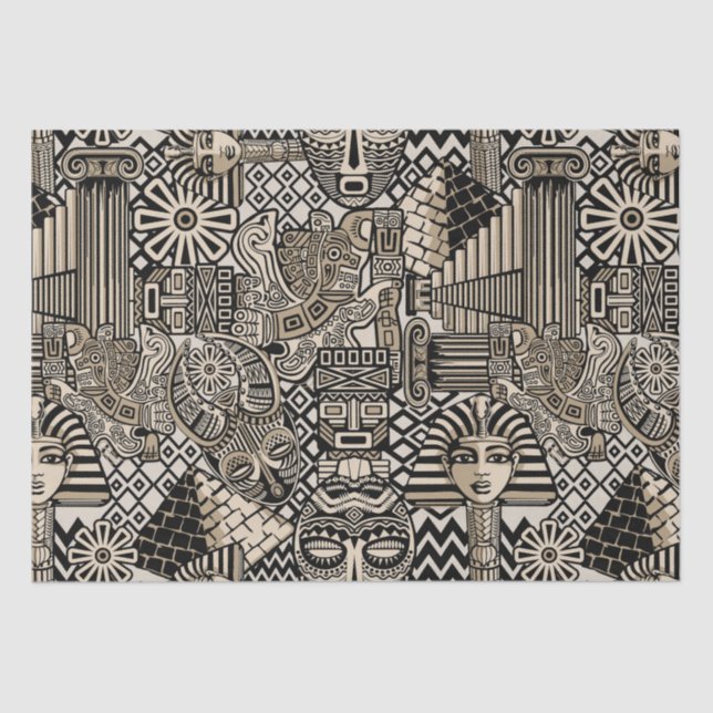 Papel De Seda Símbolos Históricos Antigos Estilo de Tatuagem (Frente )