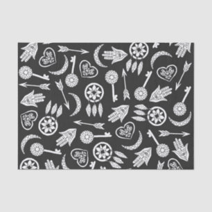 Papel De Seda Símbolos populares preto e branco modernos