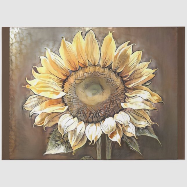 Papel De Seda Simples Arte Moderna Coleção Sun Sunflower (Frente )