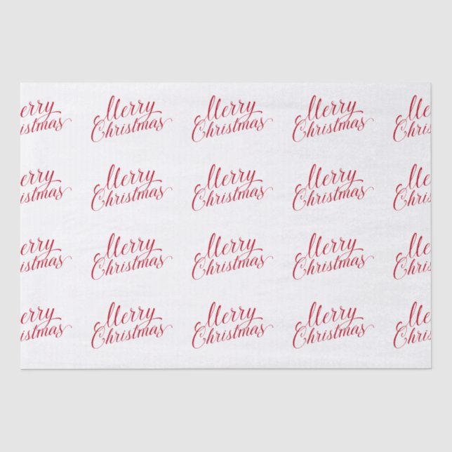 Papel De Seda Simples Elegante - Script Vermelho Moderno Natal (Frente )