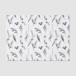 Papel De Seda Simples Preto Inverno Botânico Molor de Água Natal