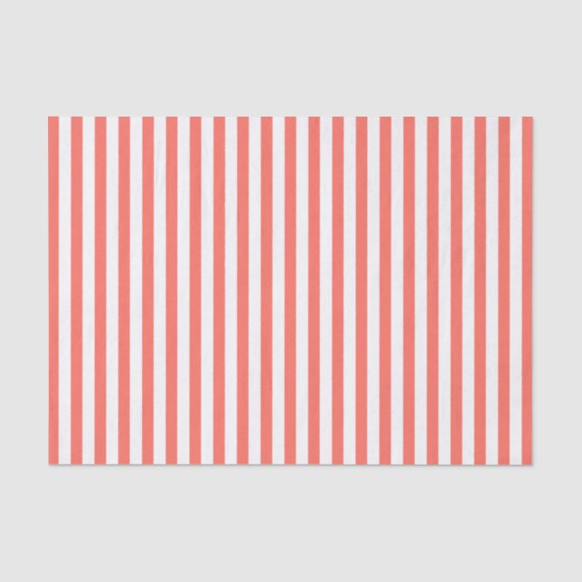 Papel De Seda Simples Stripes Padrão Coral/Geométrico Branco (Frente )