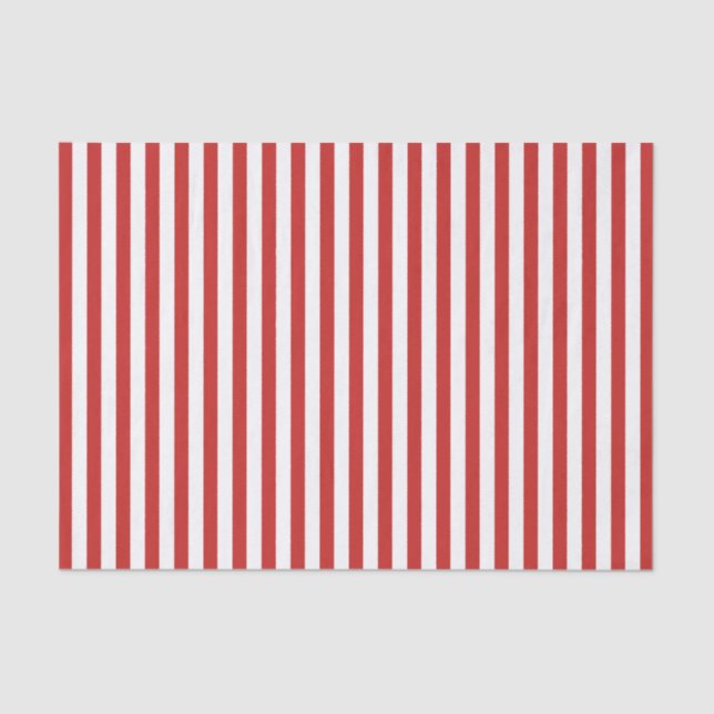 Papel De Seda Simples Stripes Padrão Vermelho/Branco Geométrico (Frente )