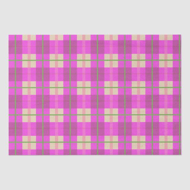 Papel De Seda Simples Xadrez de Natal Rosa Púrpura Verificada (Frente )